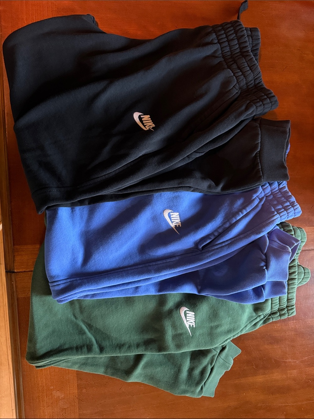Nike Kids Jogger Sweatpants Trio in Black, Blue & Green